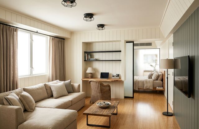 A living room redesigned by AI in the Modern farmhouse style