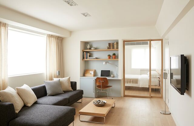 A living room redesigned by AI in the Scandinavian style